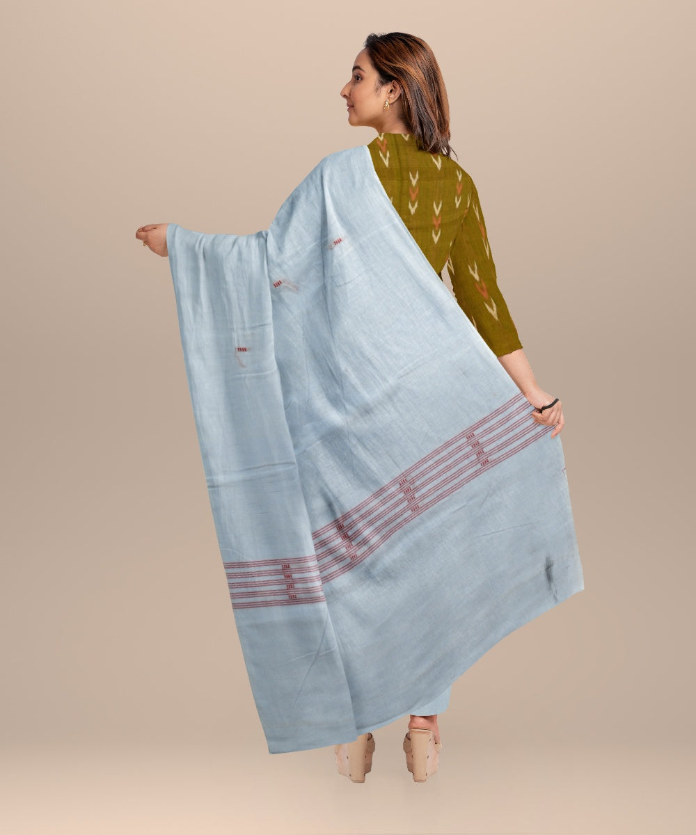 Brown white handloom cotton nuapatna dress material