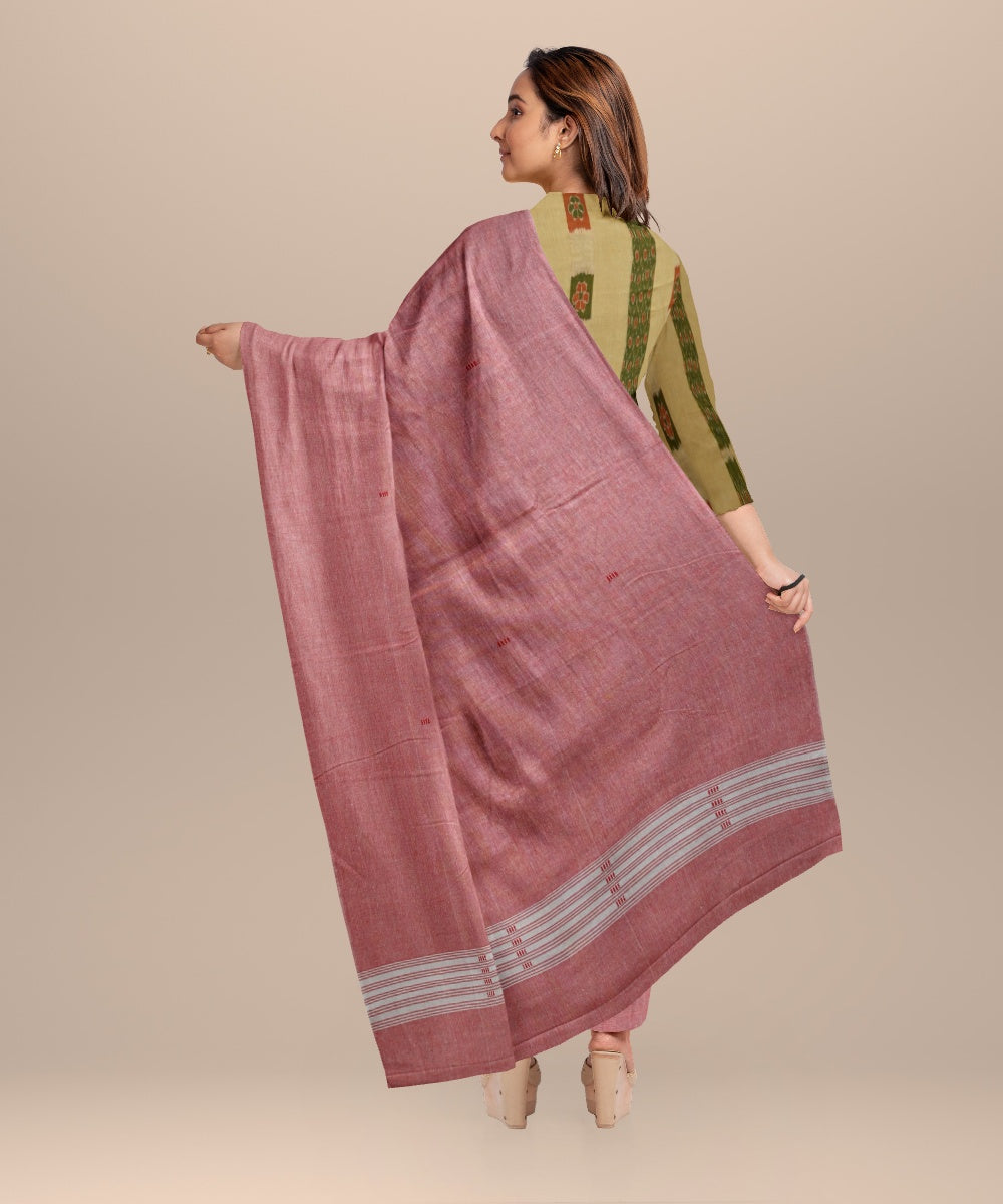 Cream burnt sienna handloom cotton nuapatna dress material