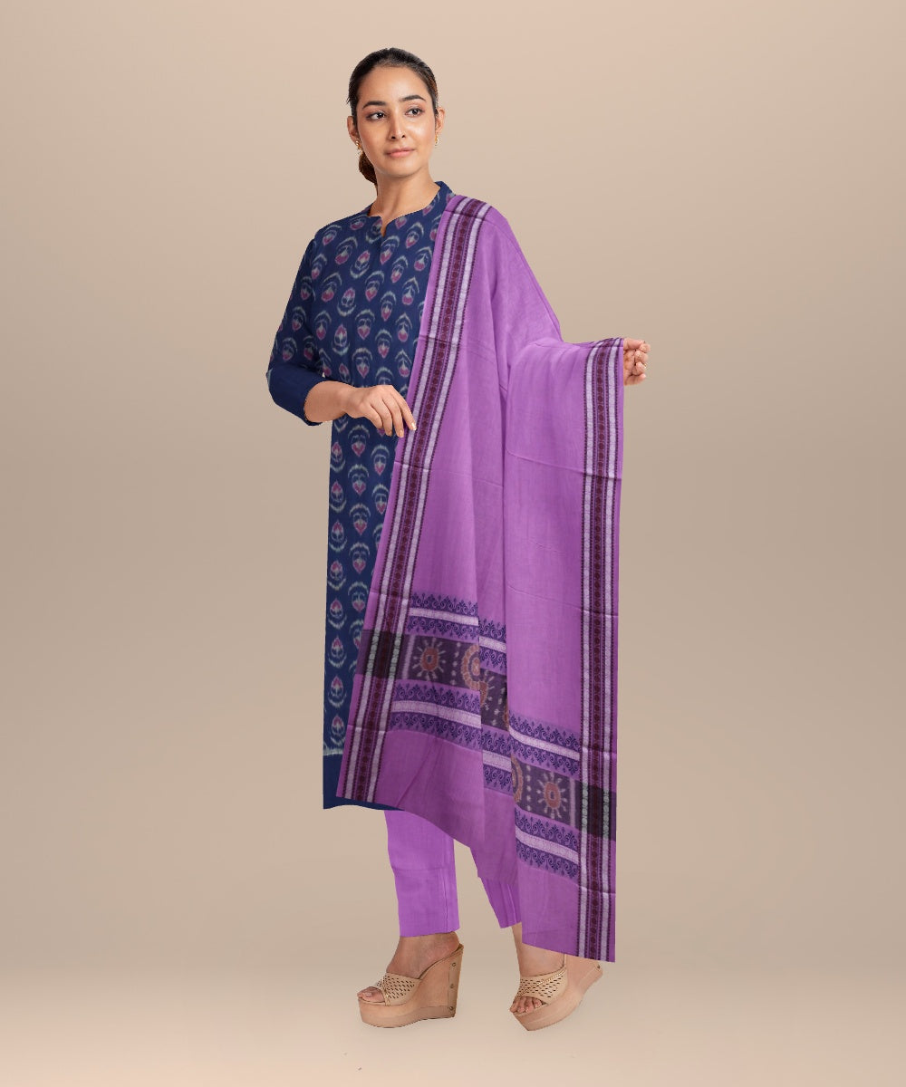 Cyan blue magenta handloom cotton sambalpuri dress material