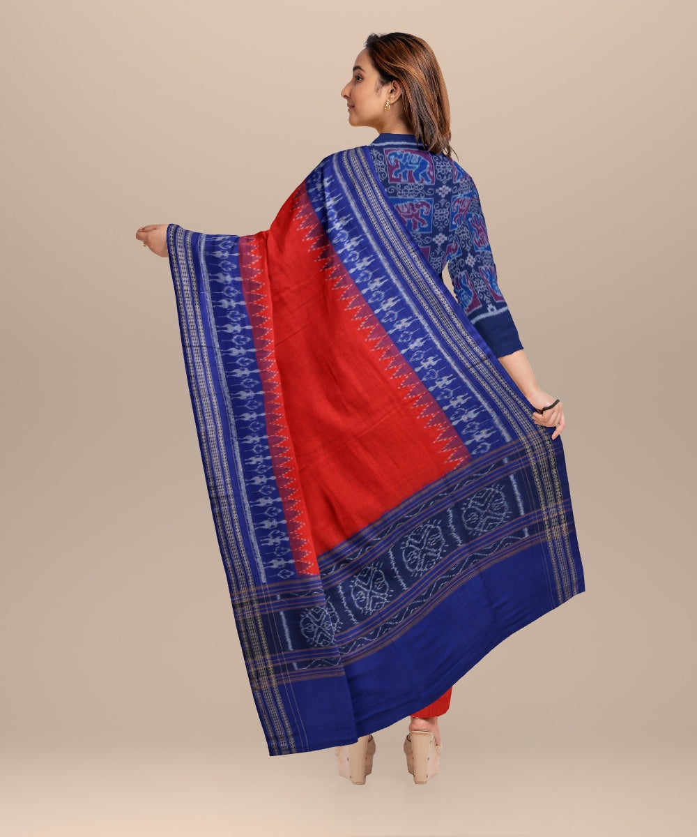Multicolor dark red handloom cotton sambalpuri dress material