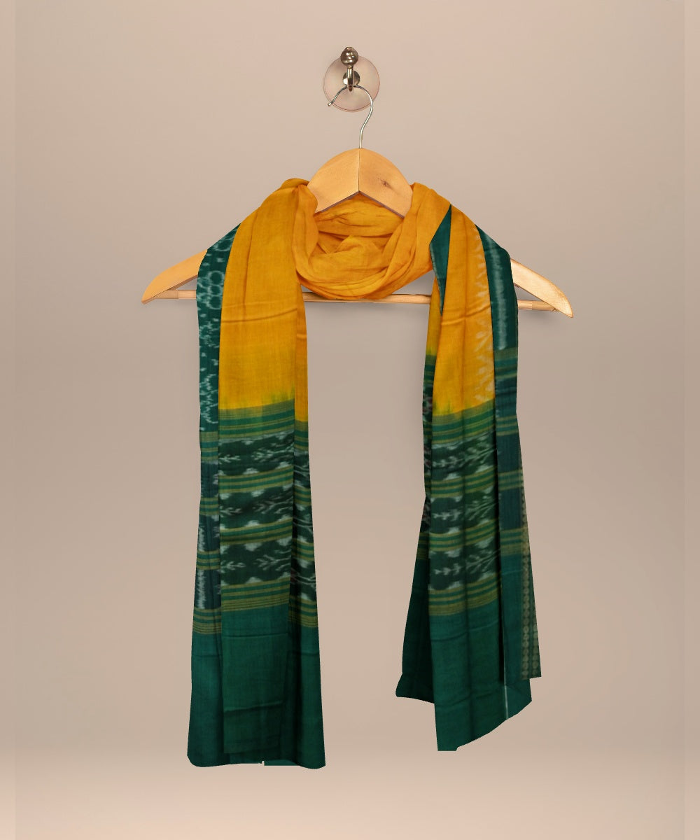 Dark green orange handloom cotton sambalpuri dress material