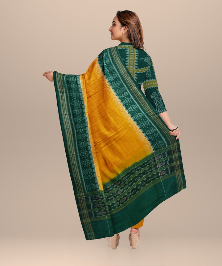 Dark green orange handloom cotton sambalpuri dress material