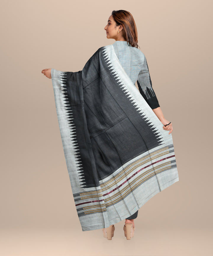 Grey black handloom cotton silk sambalpuri dress material