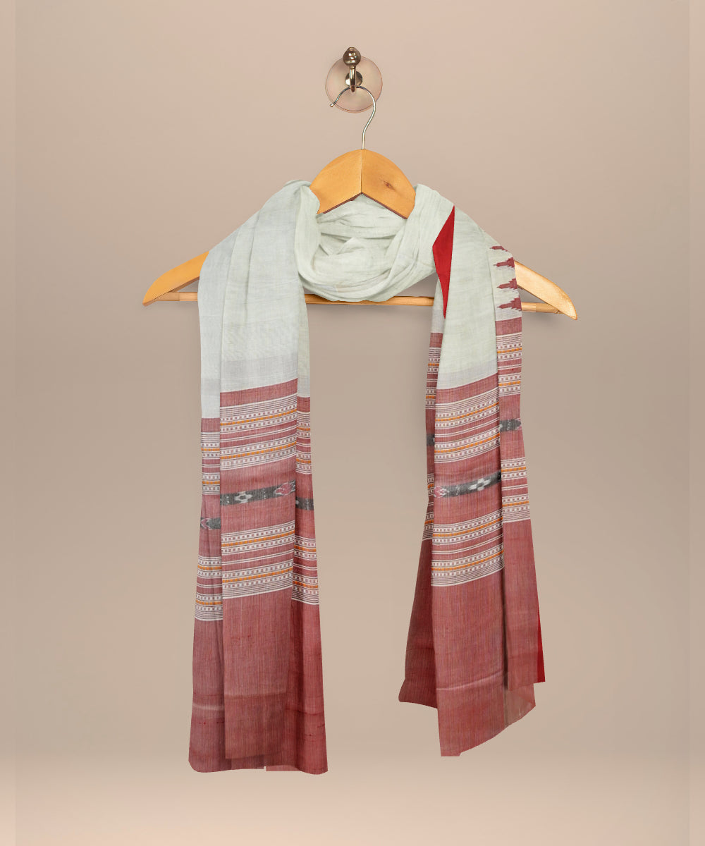 Red cream handloom cotton silk sambalpuri dress material