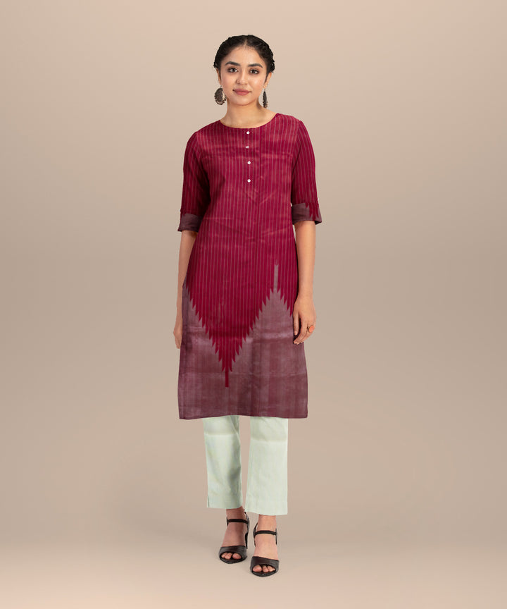 Red cream handloom cotton silk sambalpuri dress material