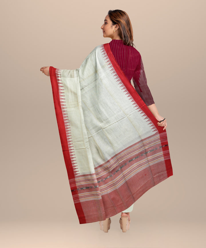 Red cream handloom cotton silk sambalpuri dress material