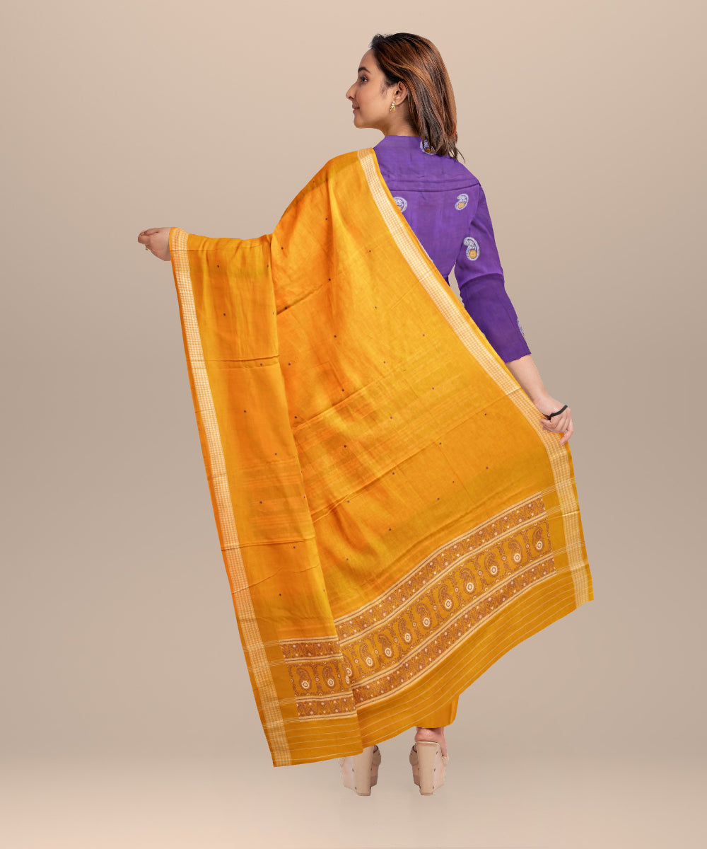 Violet deep lemon handloom cotton silk bomkai dress material
