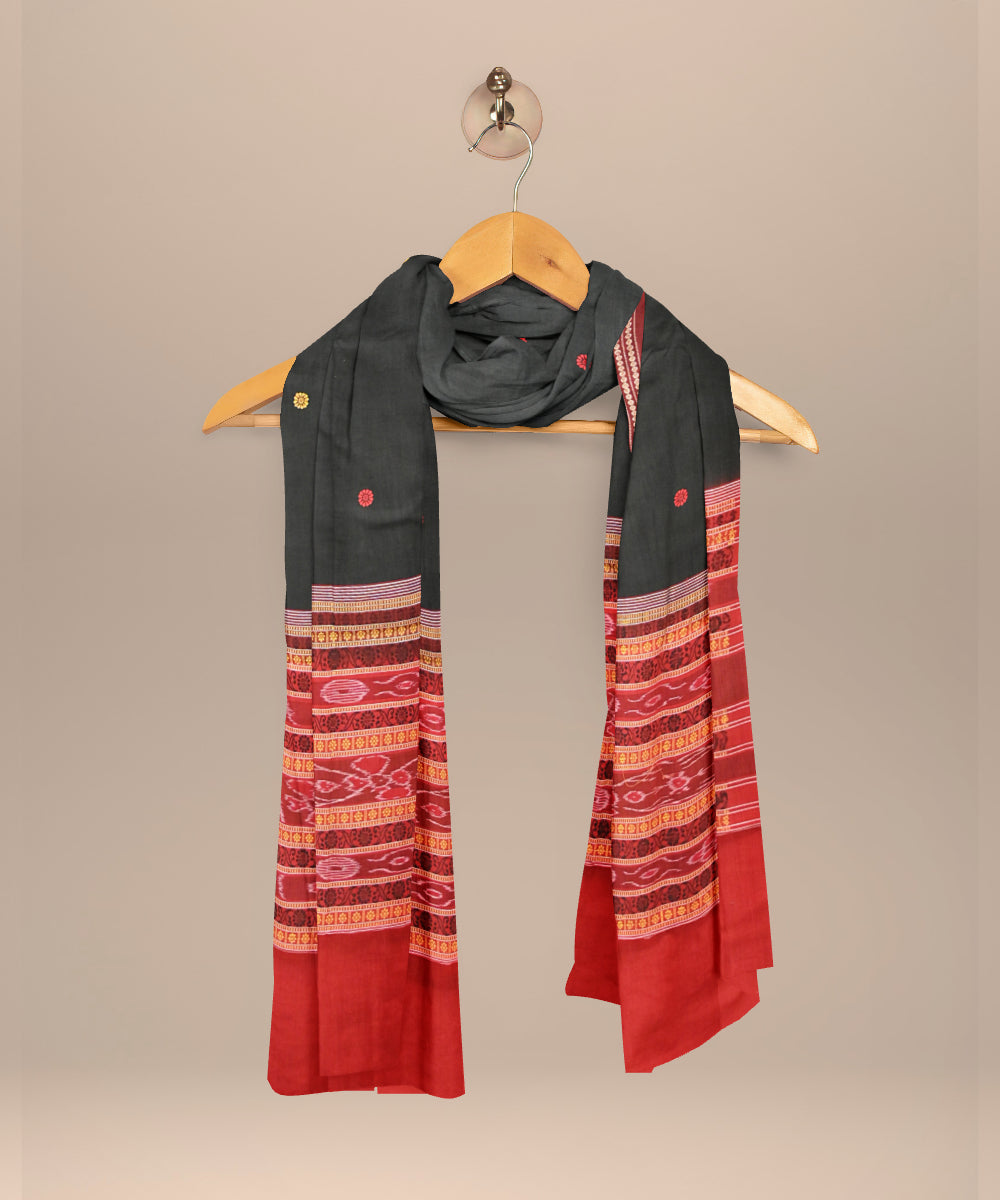 Red black handloom cotton silk bomkai dress material