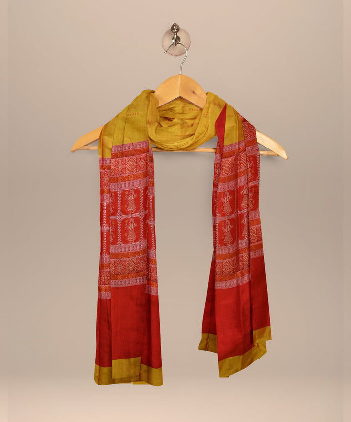 Red dark tangerine handloom silk bomkai dress material