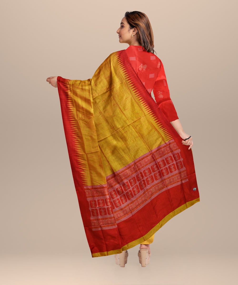 Red dark tangerine handloom silk bomkai dress material