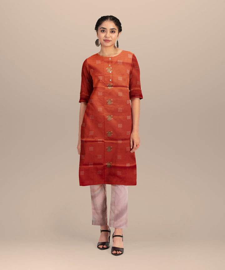 Orange dust storm handloom silk bomkai dress material