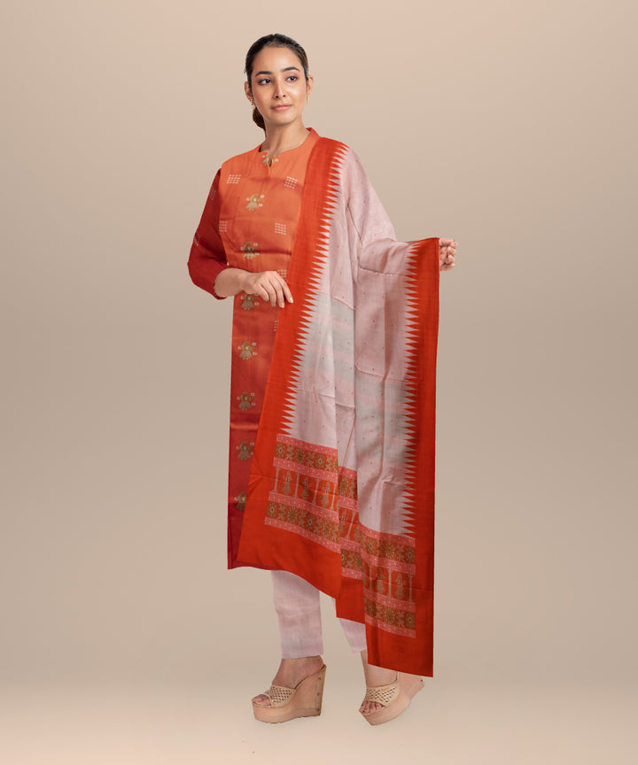 Orange dust storm handloom silk bomkai dress material