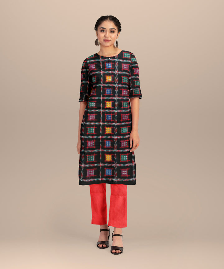 Black dark red handloom cotton sambalpuri dress material