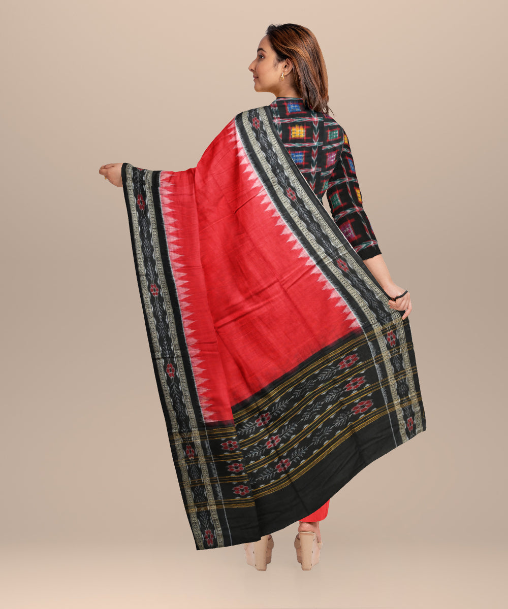 Black dark red handloom cotton sambalpuri dress material