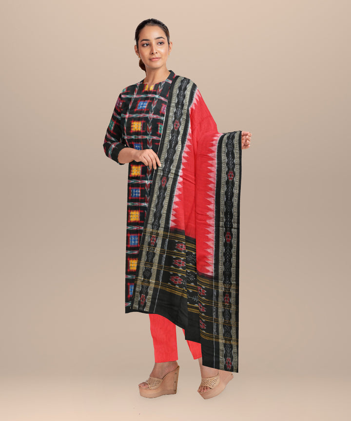 Black dark red handloom cotton sambalpuri dress material
