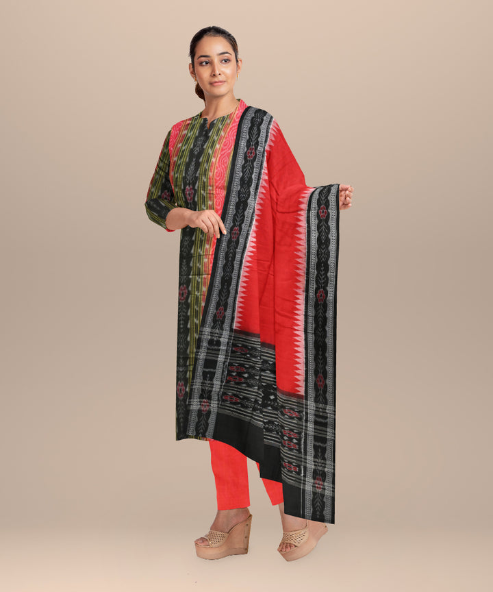 Multicolor dark red cotton handloom sambalpuri dress material