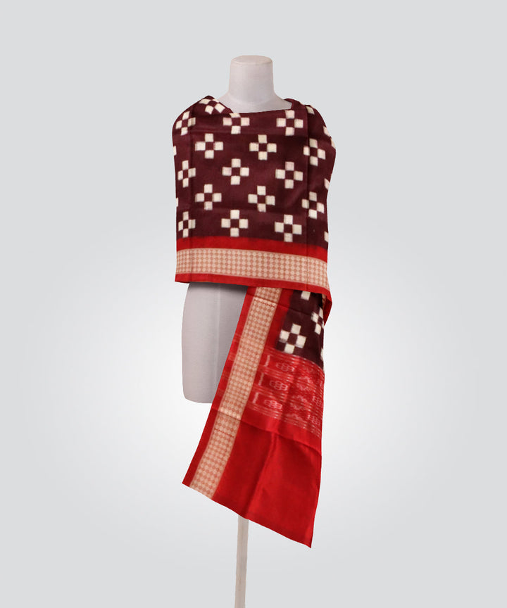 Bulgarian rose dark red silk handloom sambalpuri dupatta