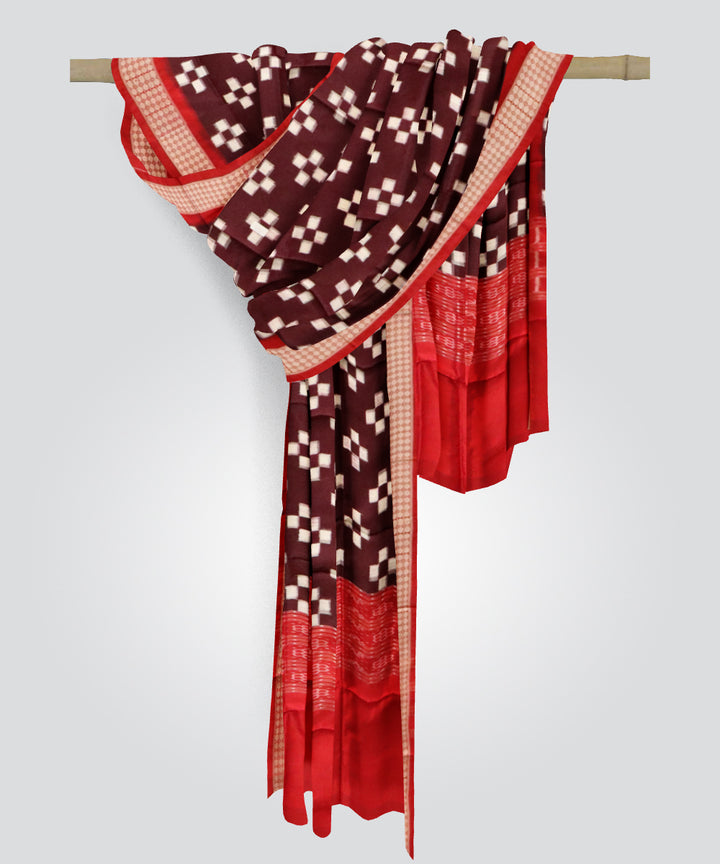 Bulgarian rose dark red silk handloom sambalpuri dupatta