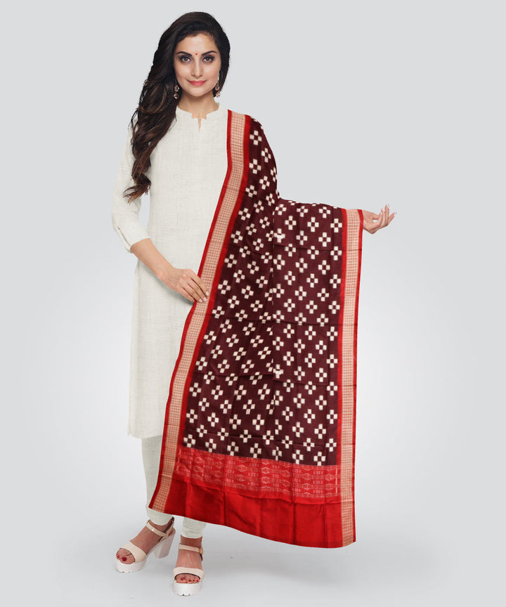Bulgarian rose dark red silk handloom sambalpuri dupatta