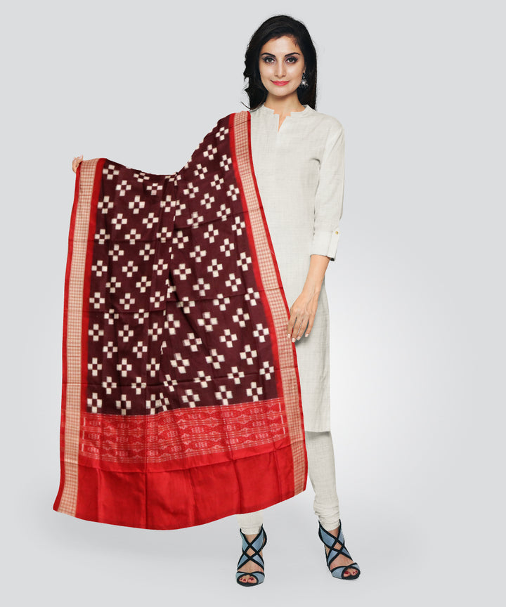 Bulgarian rose dark red silk handloom sambalpuri dupatta