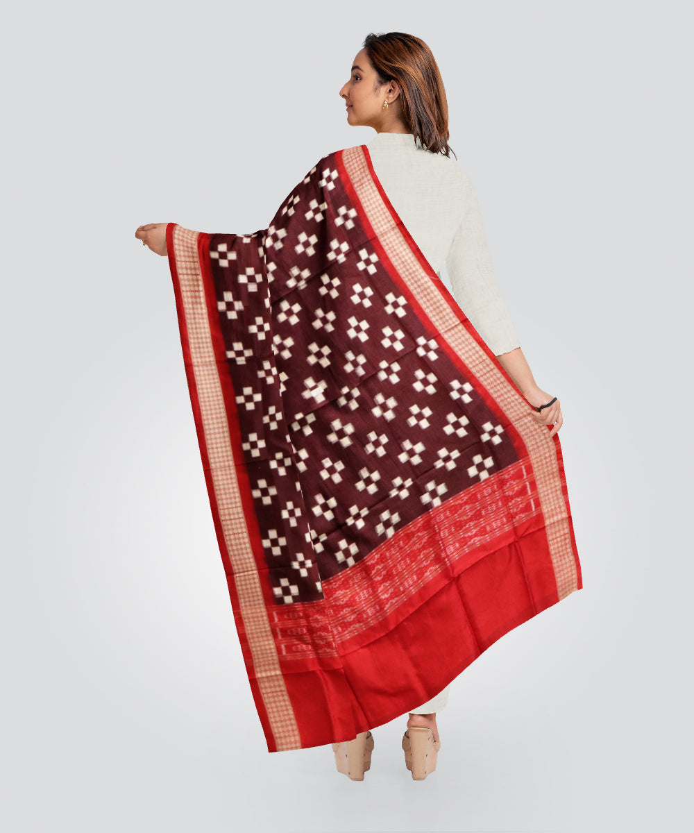 Bulgarian rose dark red silk handloom sambalpuri dupatta