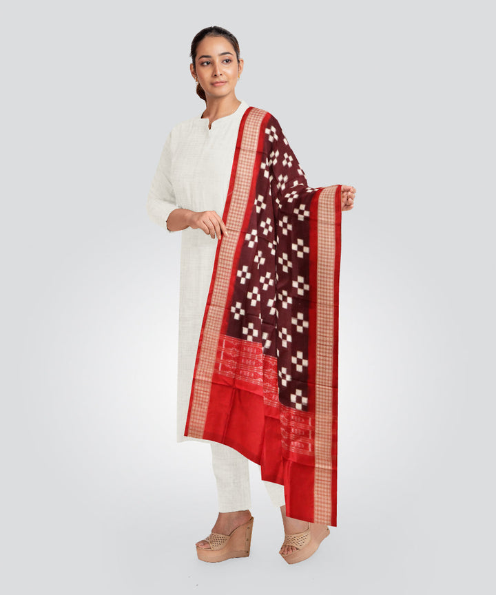 Bulgarian rose dark red silk handloom sambalpuri dupatta