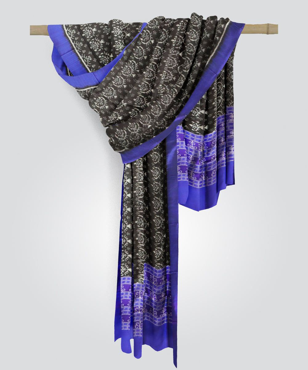 Black bluebonnet silk handloom sambalpuri dupatta