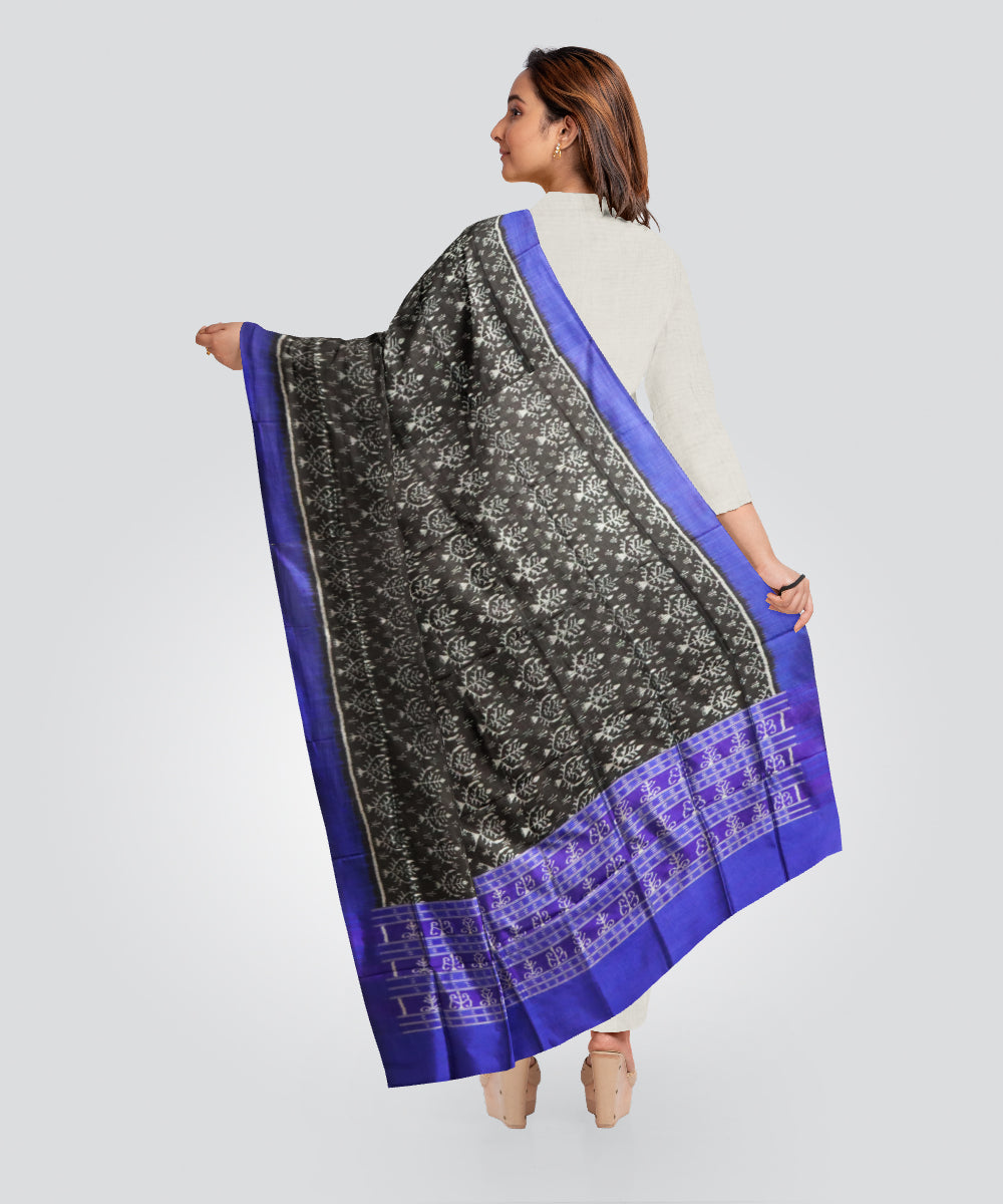 Black bluebonnet silk handloom sambalpuri dupatta