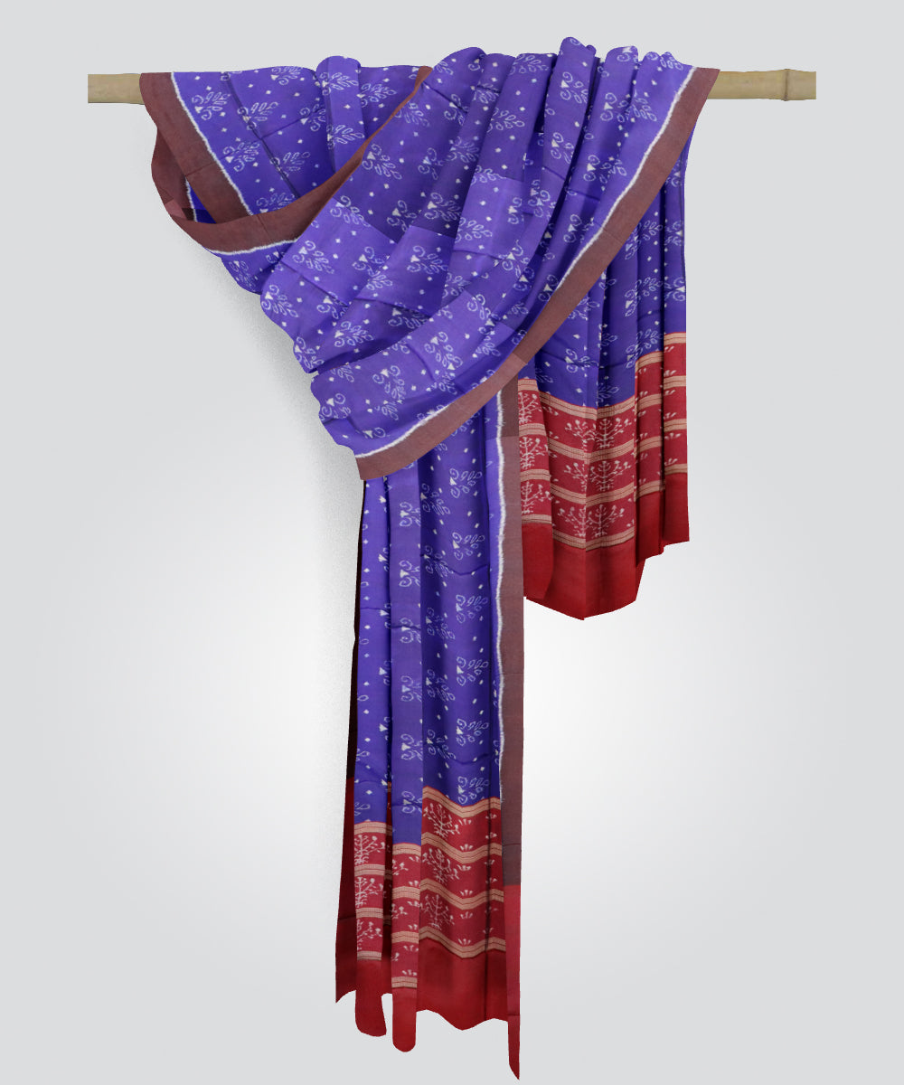Blue dark red silk handloom sambalpuri dupatta