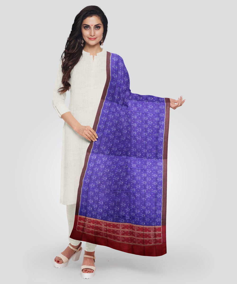 Blue dark red silk handloom sambalpuri dupatta