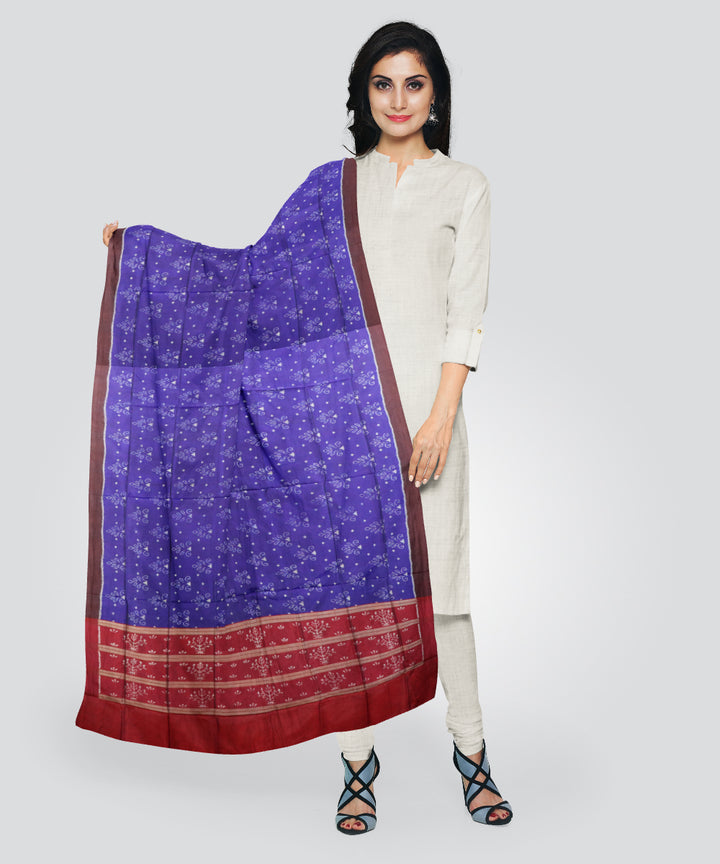 Blue dark red silk handloom sambalpuri dupatta