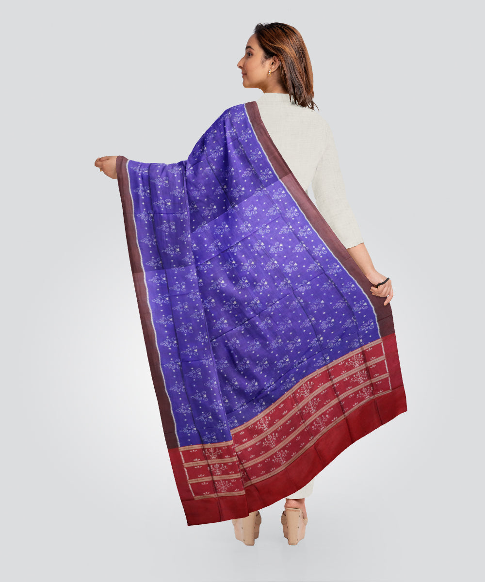 Blue dark red silk handloom sambalpuri dupatta