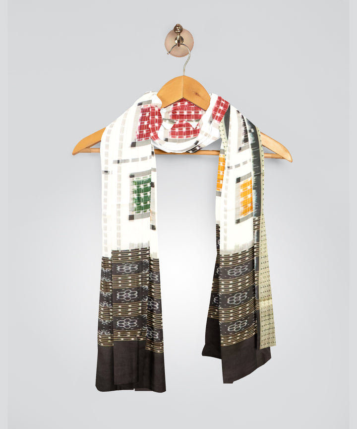 White black silk sambalpuri handloom dupatta