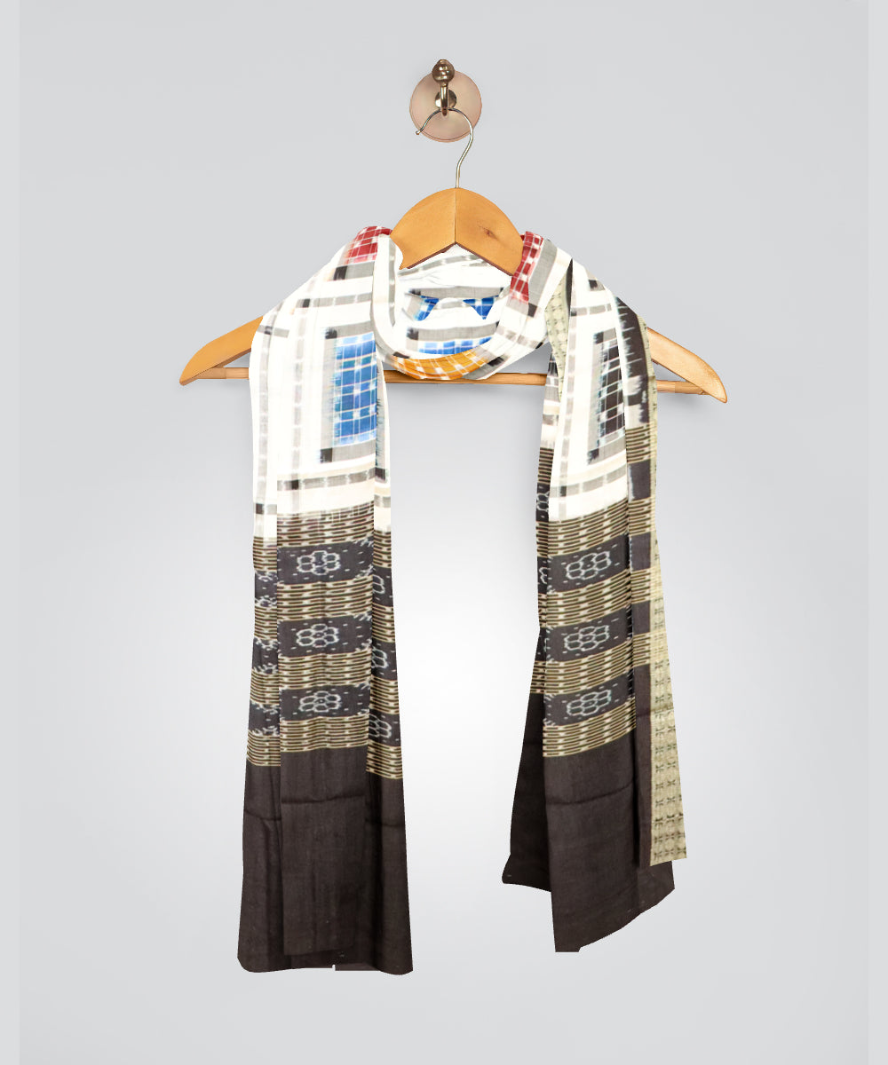 White black silk handloom sambalpuri dupatta