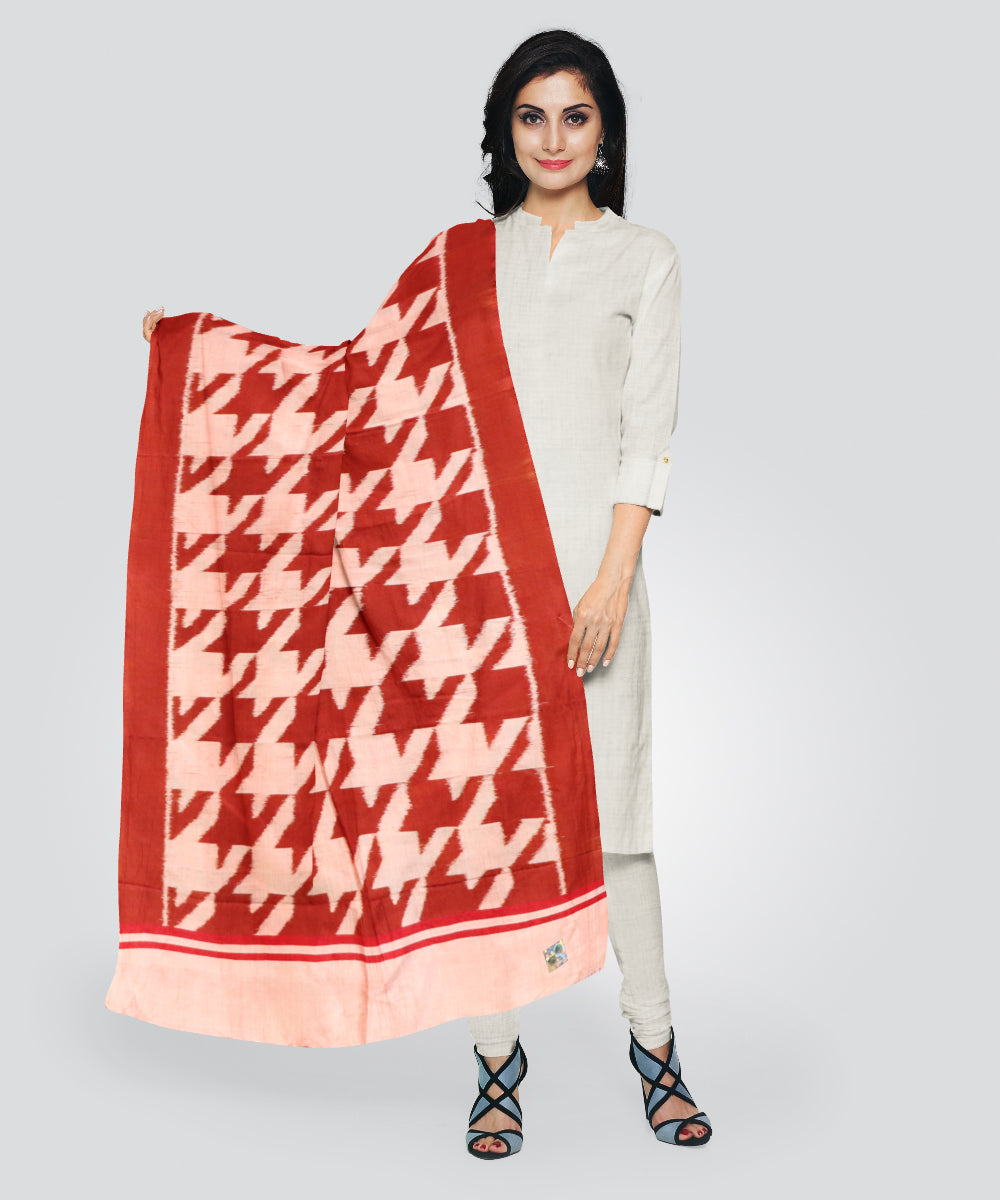Beige carnelian silk handloom sambalpuri stole