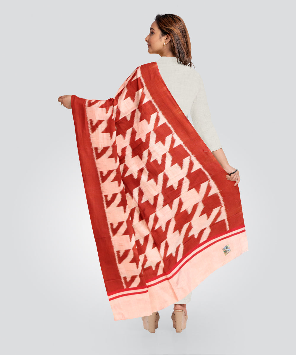 Beige carnelian silk handloom sambalpuri stole