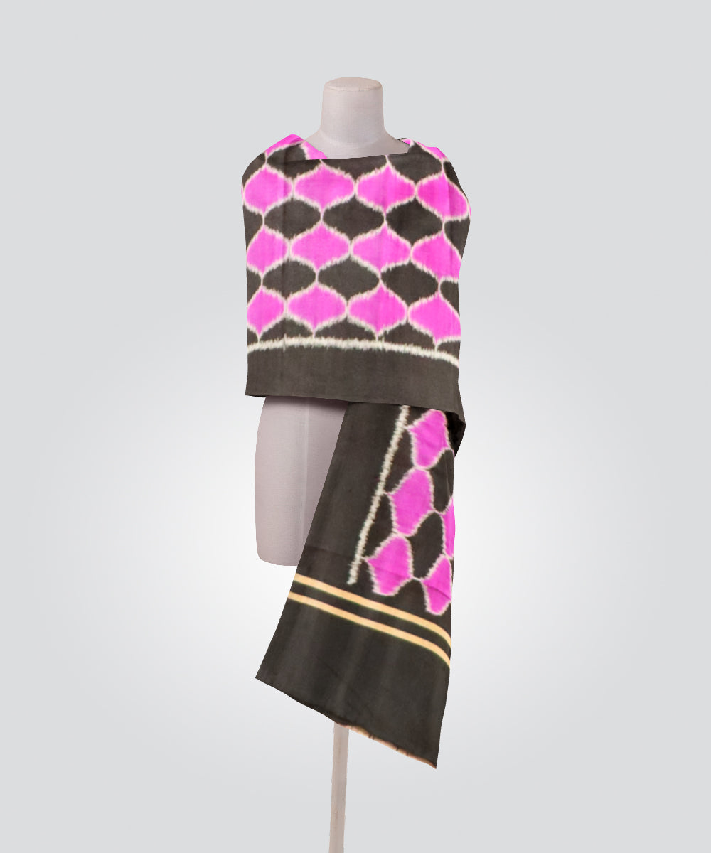Multicolor black silk handloom sambalpuri stole