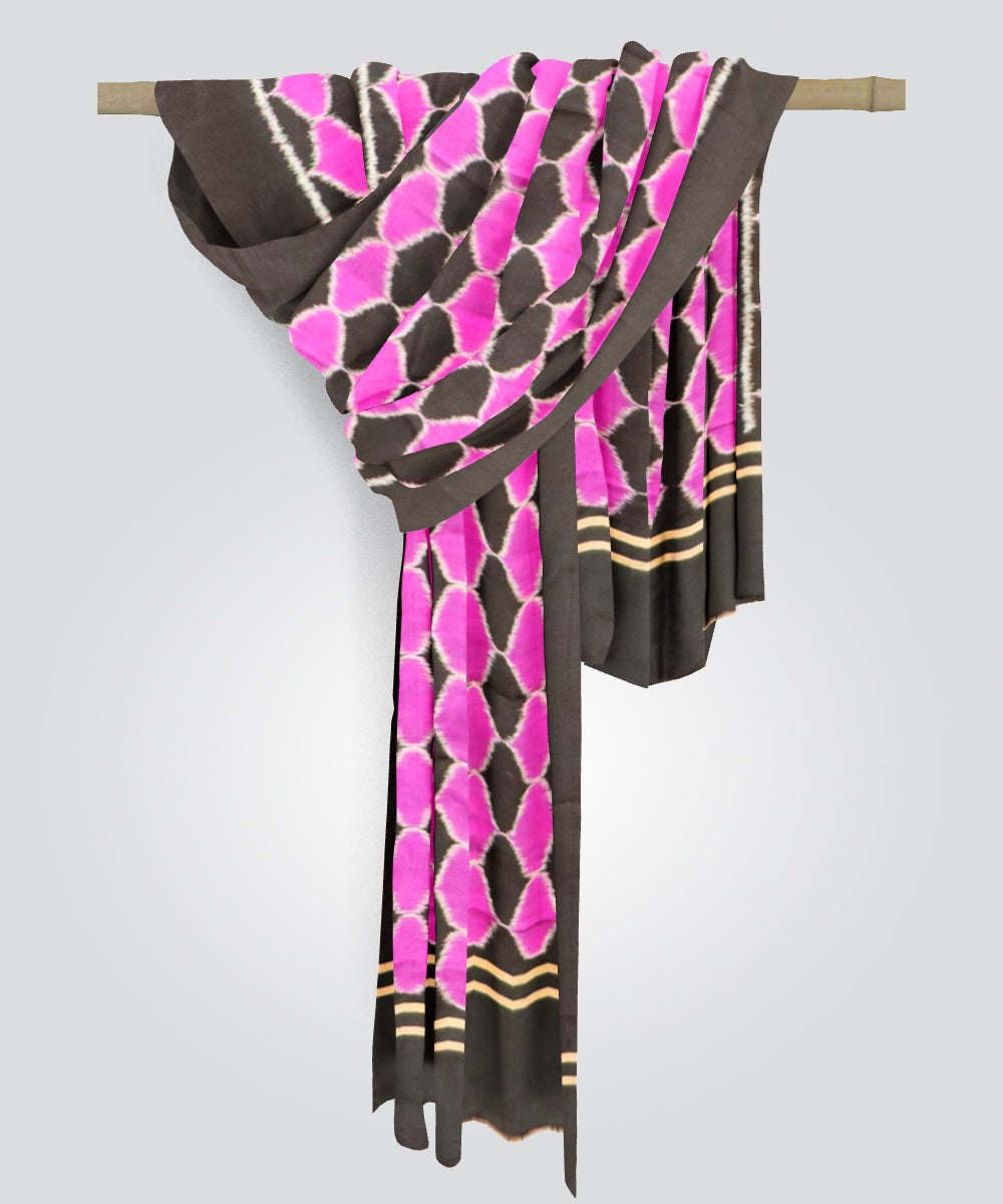 Multicolor black silk handloom sambalpuri stole