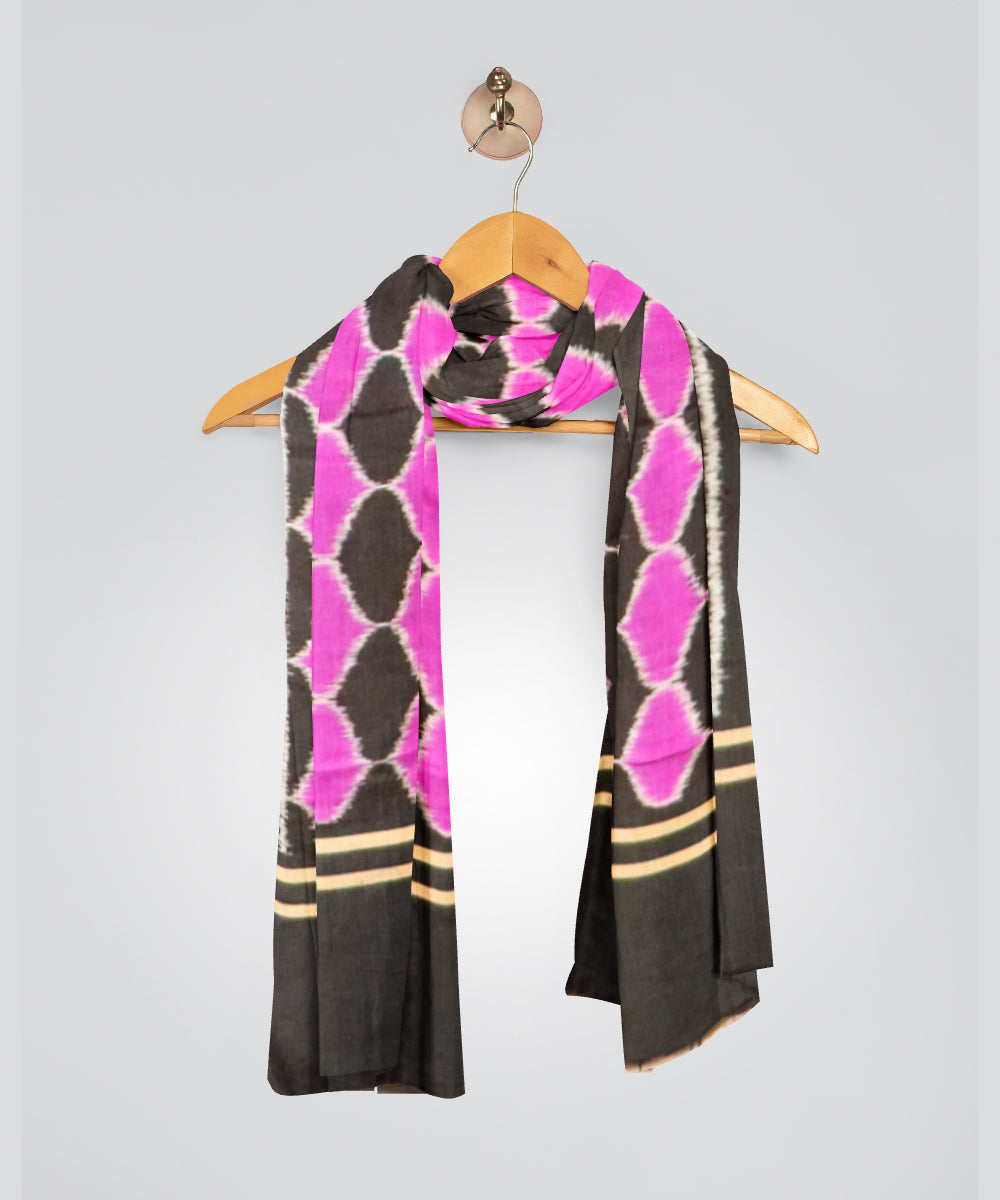 Multicolor black silk handloom sambalpuri stole