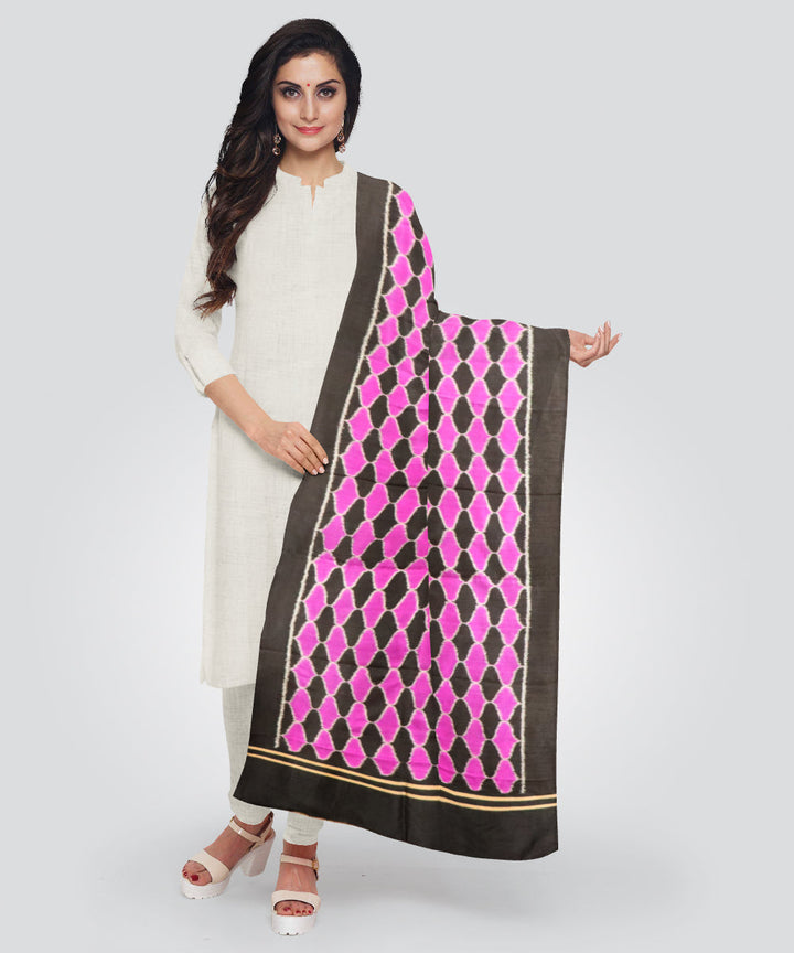 Multicolor black silk handloom sambalpuri stole