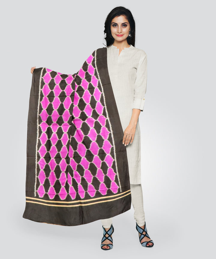 Multicolor black silk handloom sambalpuri stole