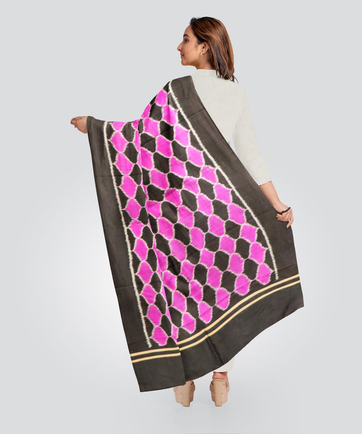 Multicolor black silk handloom sambalpuri stole