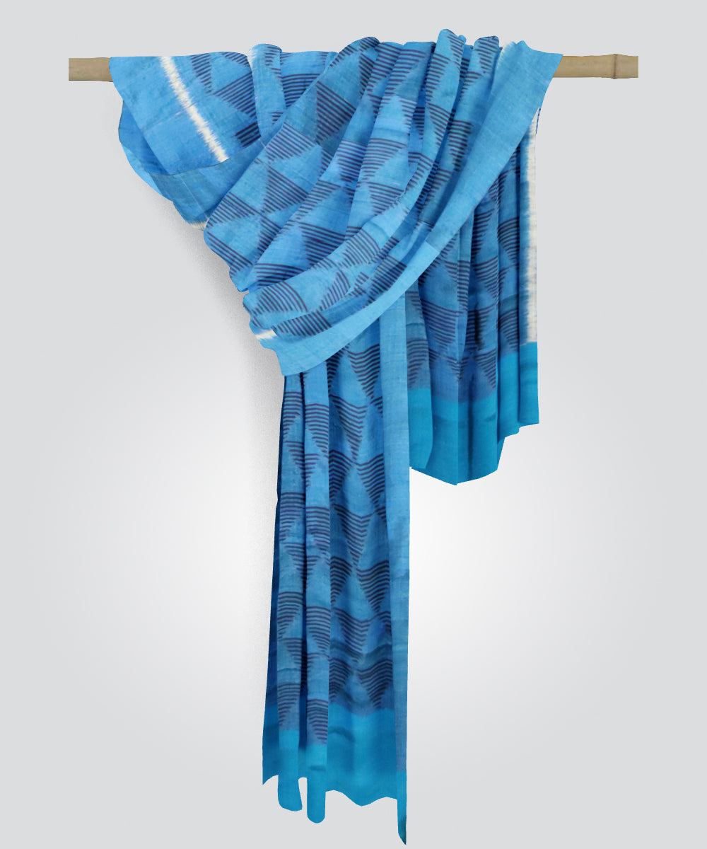 Bright navy blue bright navy blue silk handloom sambalpuri stole