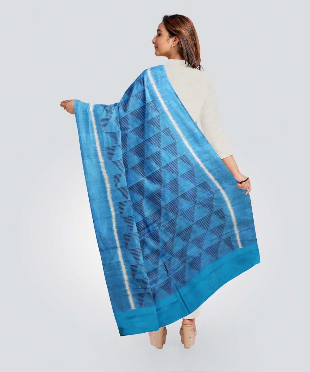 Bright navy blue bright navy blue silk handloom sambalpuri stole