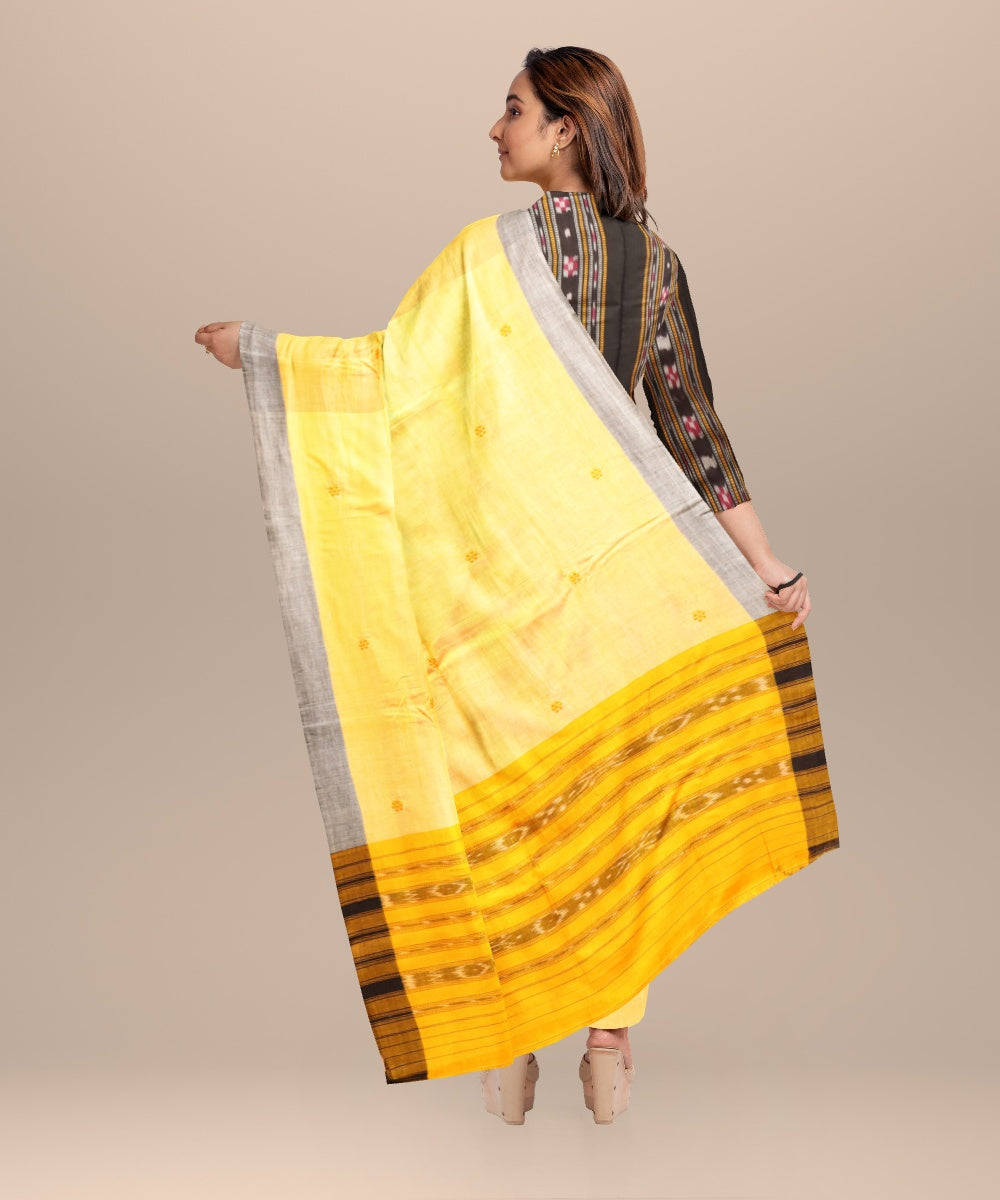 Black chrome yellow handloom cotton nuapatna dress material