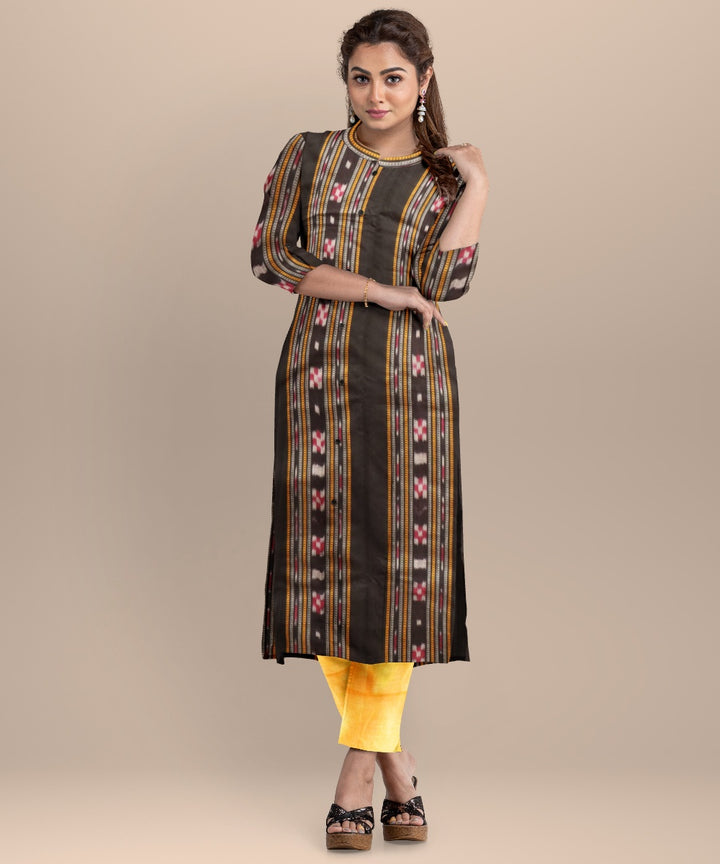 Black chrome yellow handloom cotton nuapatna dress material