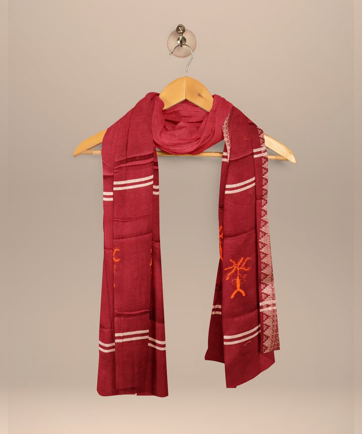 Orange burgundy handloom cotton nuapatna dress material