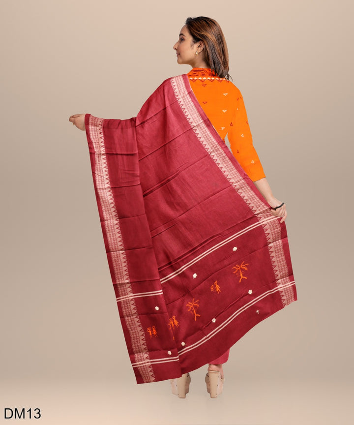 Orange burgundy handloom cotton nuapatna dress material