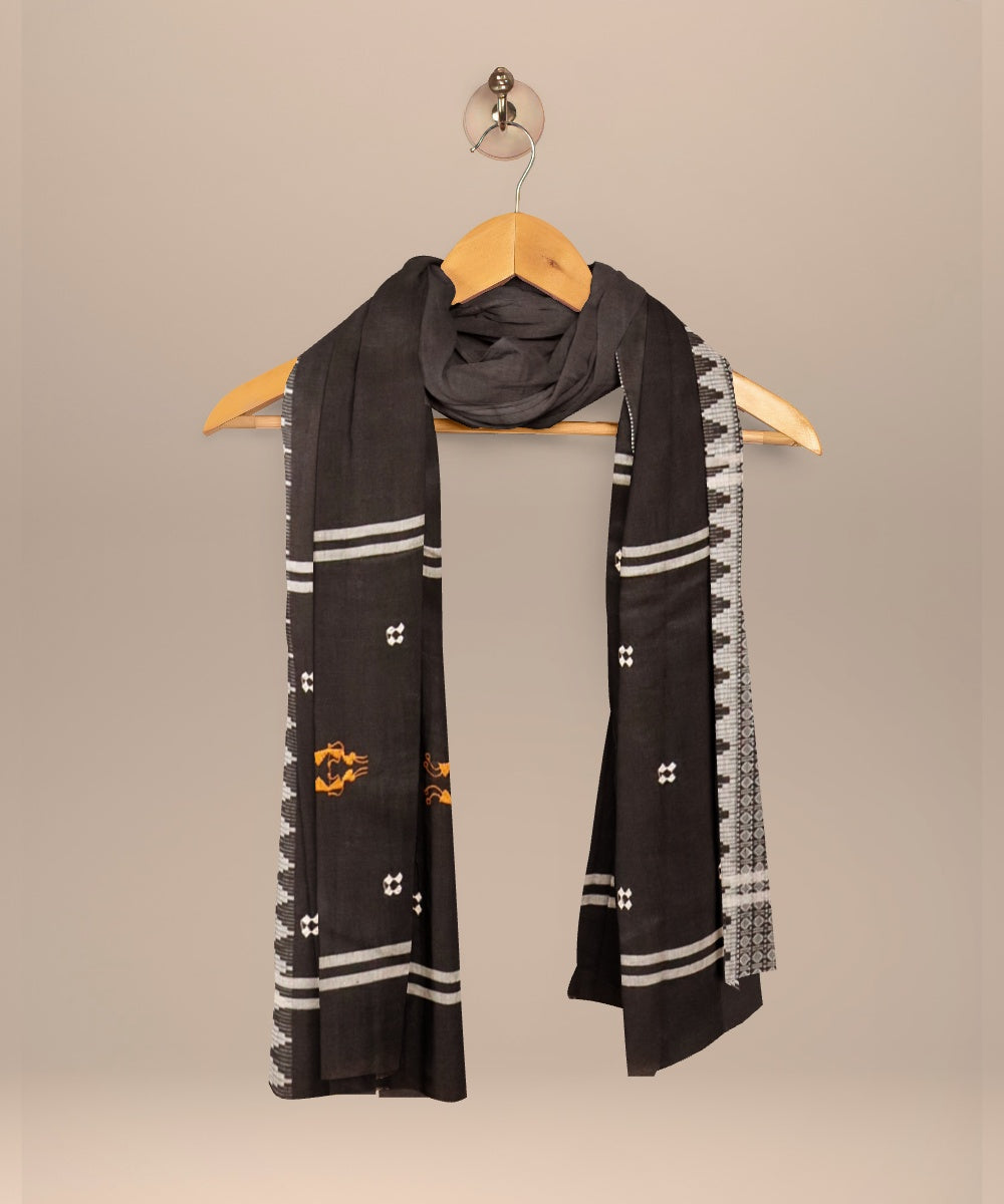 Yellow black handloom cotton nuapatna dress material