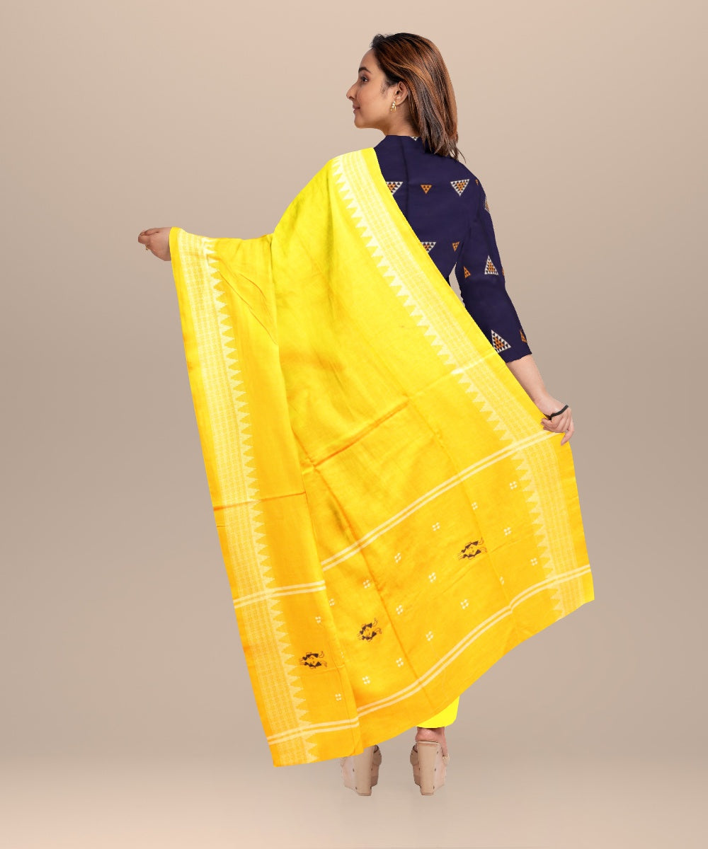 Sky blue yellow handloom cotton nuapatna dress material